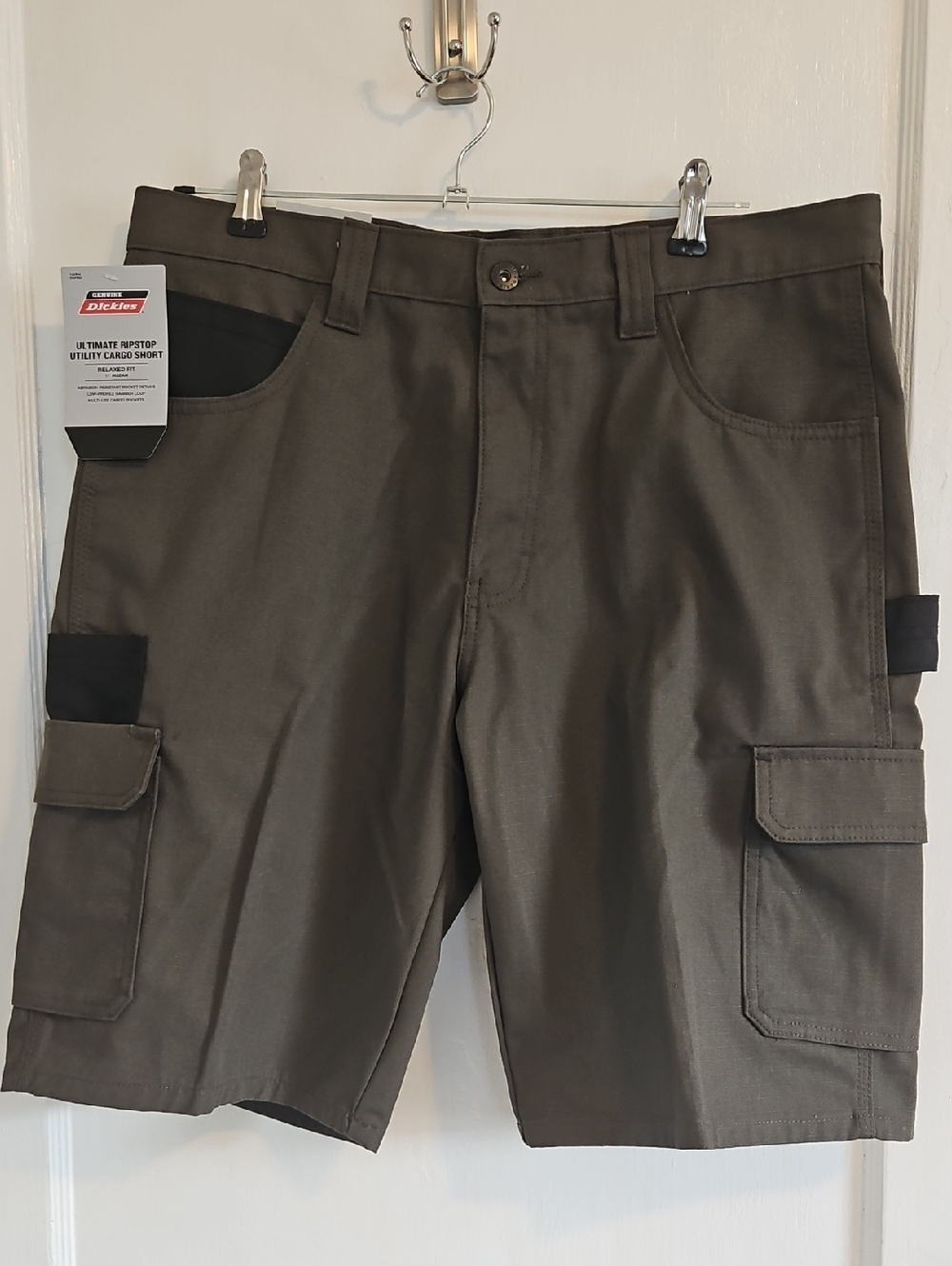 Dickies Olive Cargo Work Shorts with Black Pocket Accents